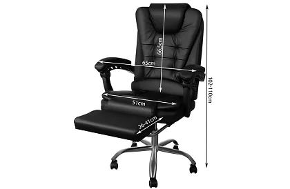 Scaun de birou cu suport pentru picioare extensibil – negru