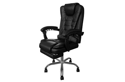 Scaun de birou cu suport pentru picioare extensibil – negru