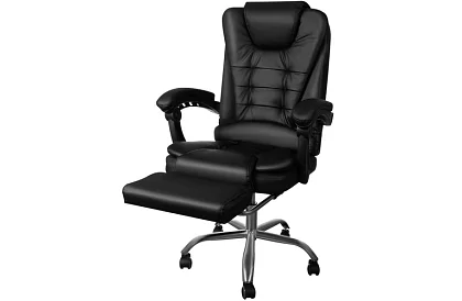 Scaun de birou cu suport pentru picioare extensibil – negru