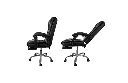 Scaun de birou cu suport pentru picioare extensibil – negru