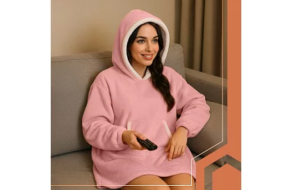 Mărimea oversize hanorac – pătură roz