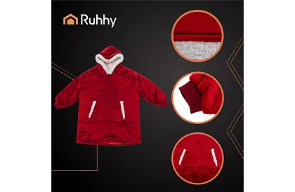 Mărimea oversize hanorac – pătură roșie