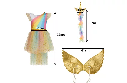Costum de unicorn pentru copii în trei piese - 130–140 cm