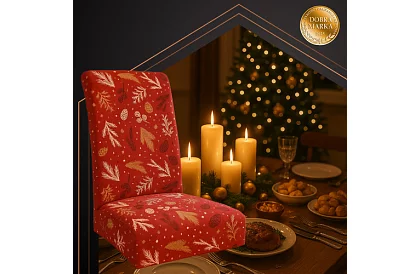 Huse universale pentru scaune cu model – set 6 buc – roșu