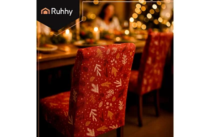 Huse universale pentru scaune cu model – set 6 buc – roșu