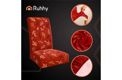 Huse universale pentru scaune cu model – set 6 buc – roșu