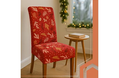 Huse universale pentru scaune cu model – set 6 buc – roșu