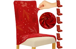 Huse universale pentru scaune cu model – set 6 buc – roșu