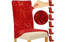 Huse universale pentru scaune cu model – set 6 buc – roșu