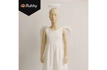 Aripi de înger albe 2 bucăți – 50 x 35 cm + aură