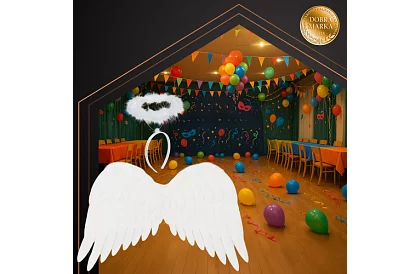 Aripi de înger albe 2 bucăți – 50 x 35 cm + aură