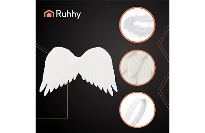 Aripi de înger albe 2 bucăți – 50 x 35 cm + aură