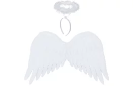 Aripi de înger albe 2 bucăți – 50 x 35 cm + aură