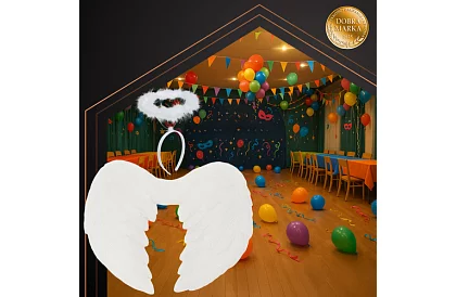 Aripi de înger albe 2 bucăți – 45 x 25 cm + aureolă