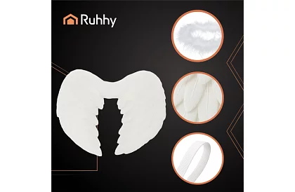 Aripi de înger albe 2 bucăți – 45 x 25 cm + aureolă