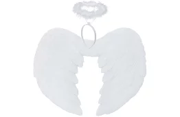 Aripi de înger albe 2 bucăți – 45 x 25 cm + aureolă