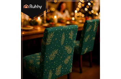 Huse universale pentru scaune cu model – set 6 buc – verzii