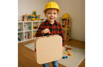 Cutie de lemn cu unelte și animale - elemente de șurub