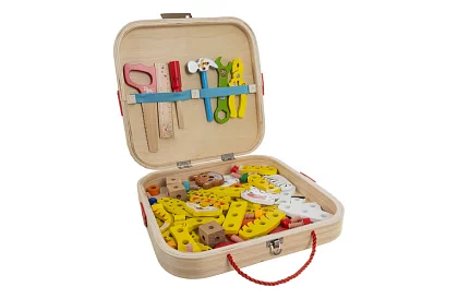 Cutie de lemn cu unelte și animale - elemente de șurub