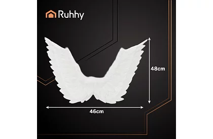 Aripi de înger albe 2 bucăți – 70 x 45 cm + aureolă