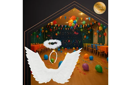 Aripi de înger albe 2 bucăți – 70 x 45 cm + aureolă