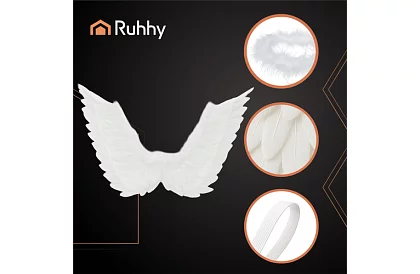 Aripi de înger albe 2 bucăți – 70 x 45 cm + aureolă