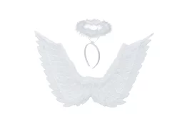 Aripi de înger albe 2 bucăți – 70 x 45 cm + aureolă