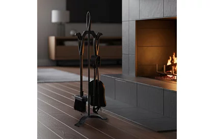 Unelte pentru șemineu – set 5 în 1 în stil retro