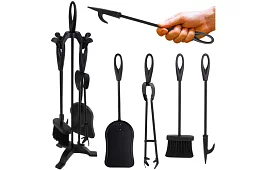 Unelte pentru șemineu – set 5 în 1 în stil retro