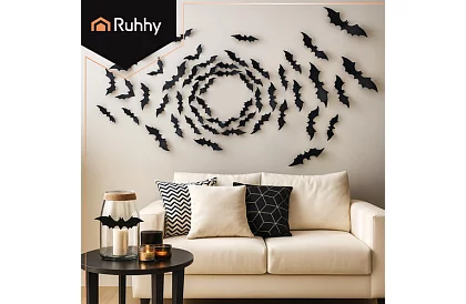 3D autocolante liliac – 4 dimensiuni, 56 bucăți