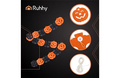 Girlandă de Halloween – dovleci, 3 metri