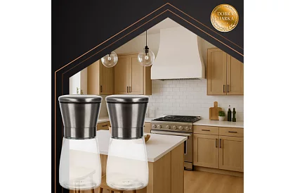 Măcină de sticlă manuală pentru condimente – set de 2 bucăți