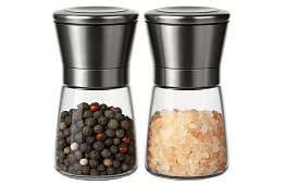 Măcină de sticlă manuală pentru condimente – set de 2 bucăți