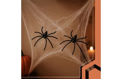 Pânză de păianjen artificială de Halloween + 2 păianjeni