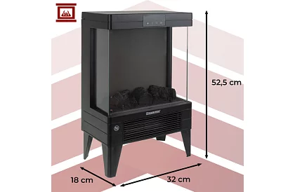 Şemineu electric cu efect de flacără – 2000 W – ventilator cu funcție de încălzire