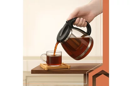 Cana de sticlă pentru ceai cu infuzor – 2 l