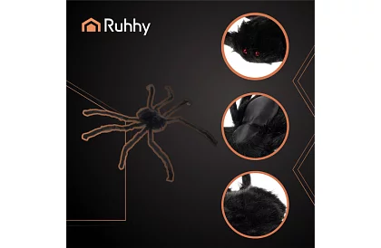 Păianjen artificial pufos 50 cm – negru