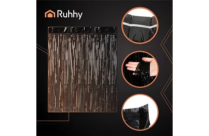 Cortina decorativă autocolantă neagră 100 × 200 cm – cortină de petrecere