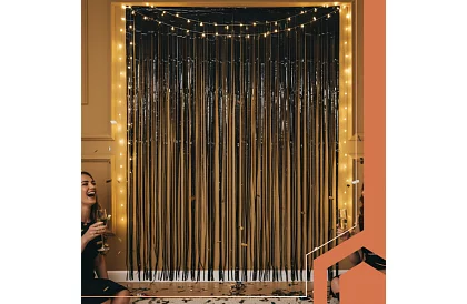 Cortina decorativă autocolantă neagră 100 × 200 cm – cortină de petrecere