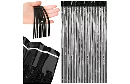 Cortina decorativă autocolantă neagră 100 × 200 cm – cortină de petrecere