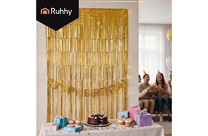 Draperie decorativă aurie autocolantă 100 × 200 cm – draperie de petrecere