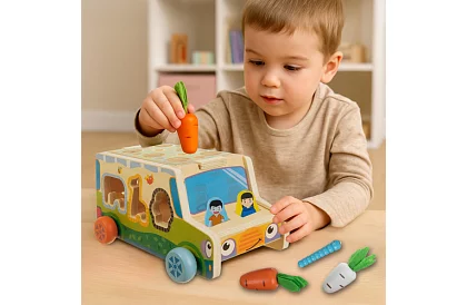 Mașinu din lemn – Montessori sortator de forme