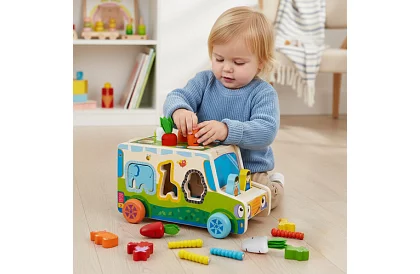 Mașinu din lemn – Montessori sortator de forme