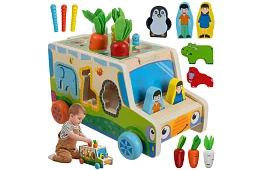 Mașinu din lemn – Montessori sortator de forme