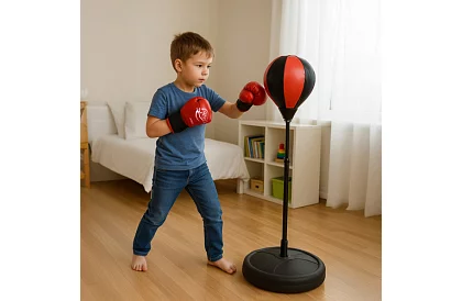 Bila de box și mănuși – set de box 3 în 1