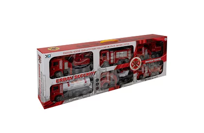 Set de mașini de pompieri cu părți mobile – 6 bucăți