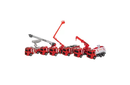 Set de mașini de pompieri cu părți mobile – 6 bucăți