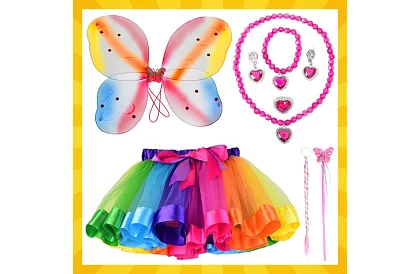 Costum de copil – fluture curcubeu cu accesorii