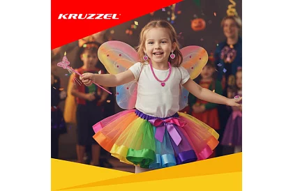 Costum de copil – fluture curcubeu cu accesorii