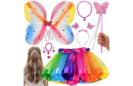 Costum de copil – fluture curcubeu cu accesorii